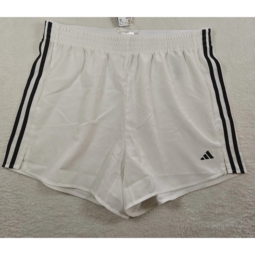 NEW Adidas Women's 3-Stripes High-Rise Training Shorts Size L Blk/Wht JF4360